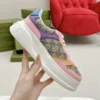 Gucci Chunky Sneakers In web Perforated Leather - Pink print