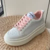 Chanel Chunky-Soled Sheepskin Color-Block Sneakers - White and Pink