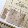 Louis Vuitton Neverfull MM Tote Bag in Monogram Empreinte Leather - White + Pink