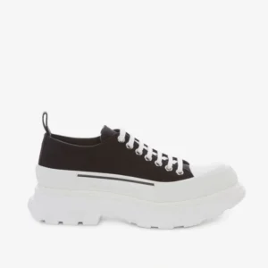 Alexander McQueen Sneaker Tread Slick Lace Up in Black/White