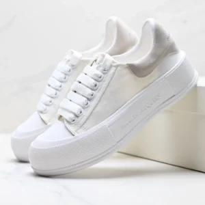 Alexander McQueen Canvas Platform Sneakers in White