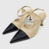 Chanel Two-Tone Pointed Toe 8.5cm Pumps - Beige / Black