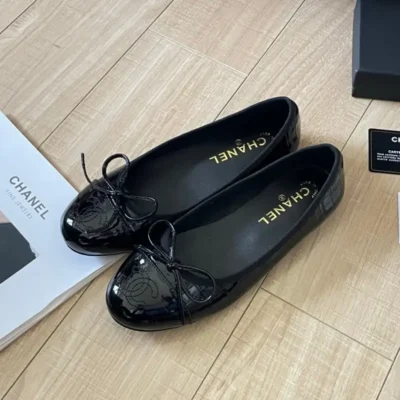 Chanel Crocodile Embossed Patent Ballet Flats