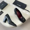 Chanel Square Toe Two-Tone Block Heel Pumps - Black