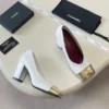 Chanel Square Toe Two-Tone Block Heel Pumps - White/Gold