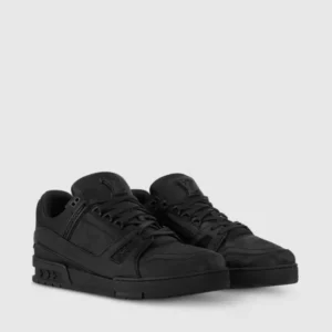 Louis Vuitton LV Trainer Sneaker Black Leather Monogram pattern
