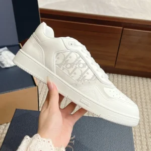 Dior B27 Uptown Sneakers in All White/Smooth cowhide