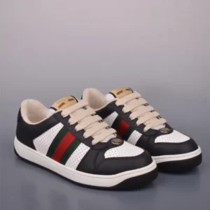 Gucci Screener Sneakers in Black White Green Red Web