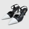 Chanel Two-Tone Pointed Toe 8.5cm Pumps - Black / White