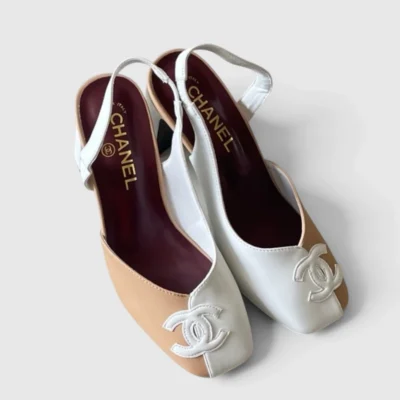 Chanel Square-Toe Two-Tone Mid-Heel 70mm Slingback