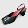 Chanel Square Toe Two-Tone 6cm Mid-Heel Slingbacks - Black