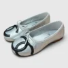 Chanel Quilted Large CC Ballet Flats - Silver