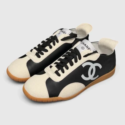 Chanel CC Logo Suede Sneakers