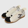 Chanel CC Logo Suede Sneakers - White/Black