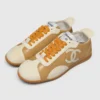 Chanel CC Logo Suede Sneakers - Brown/Beige